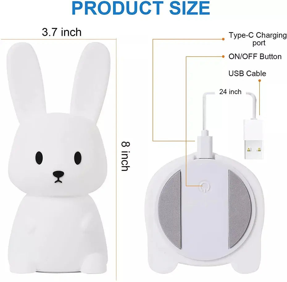 Copain Lapin _ Copet _ Compagnon _ Veilleuse _ mignonne _ tactile