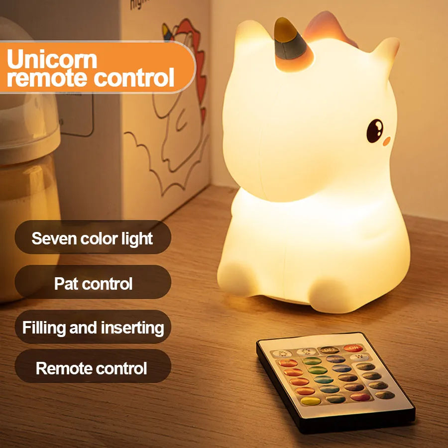 Copain Unicorne _ Copet _ Compagnon _ Veilleuse _ mignonne _ tactile