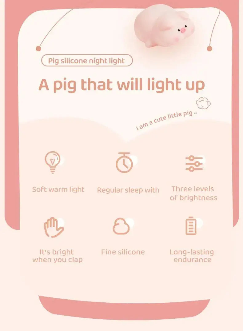 Copain Cochon _ Copet _ Compagnon _ Veilleuse _ mignonne _ tactile
