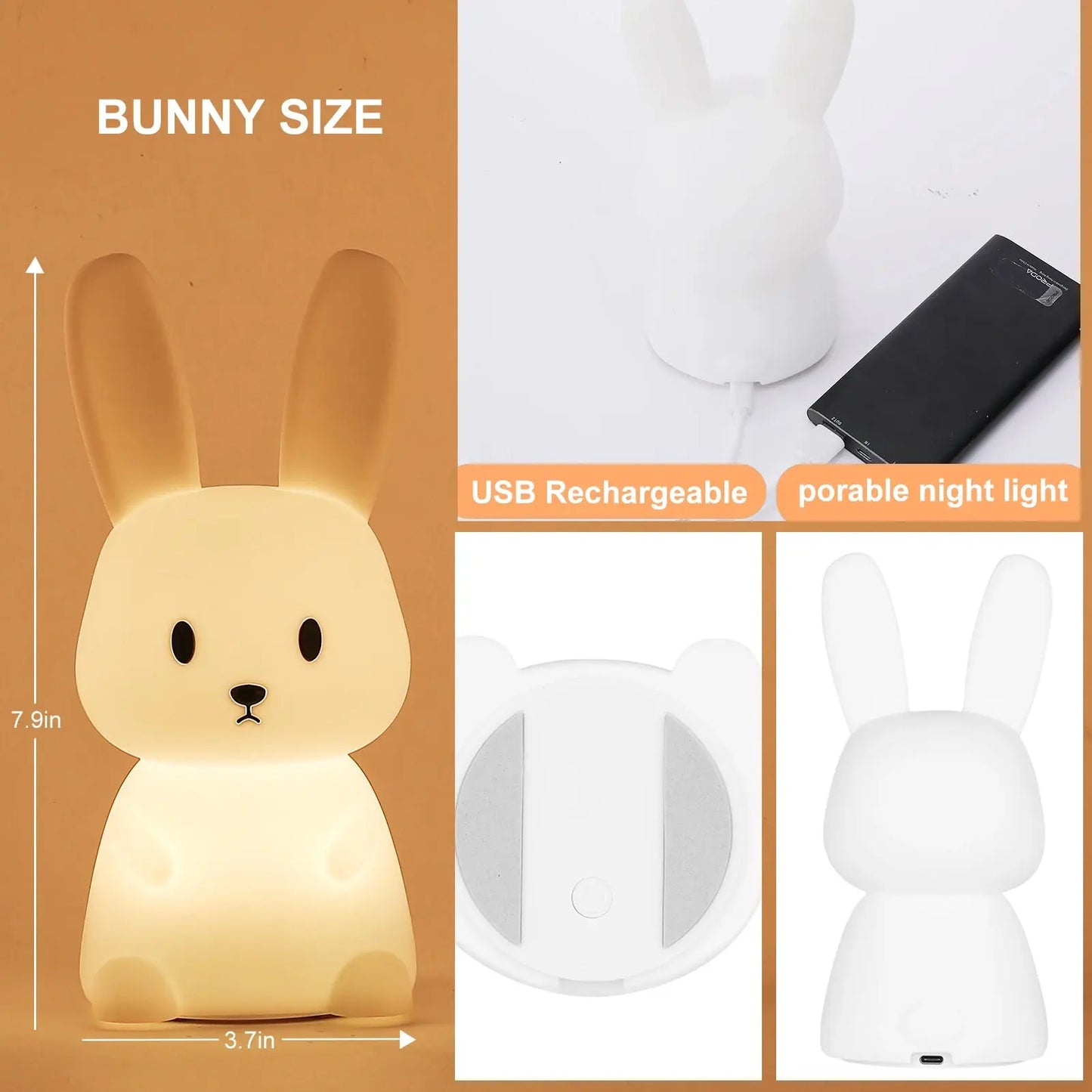 Copain Lapin _ Copet _ Compagnon _ Veilleuse _ mignonne _ tactile
