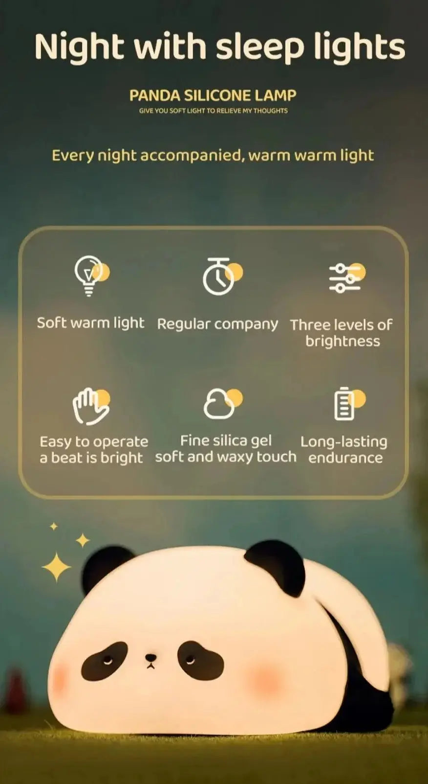 Copain Panda _ Copet _ Compagnon _ Veilleuse _ mignonne _ tactile