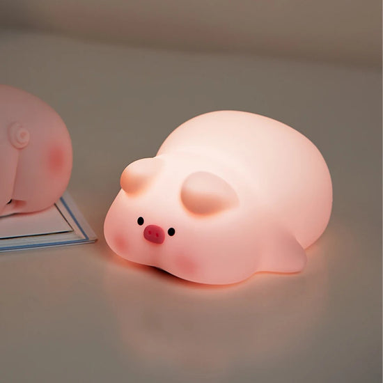 Veilleuse cochon, à LED, tactile, minuterie et variation d'intensité