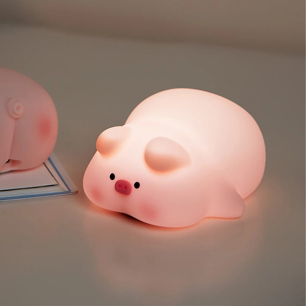 Veilleuse cochon, à LED, tactile, minuterie et variation d'intensité